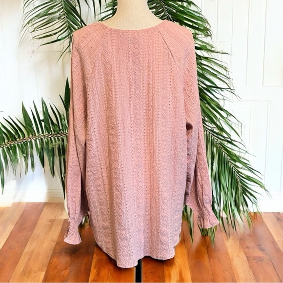 FRYE Pink Textured Long Sleeve Top Blouse - XXL - Picture 3 of 12